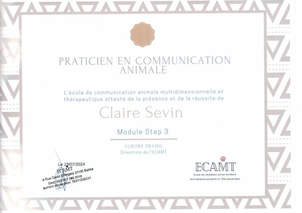 Diplome Praticienne en Communication Animale